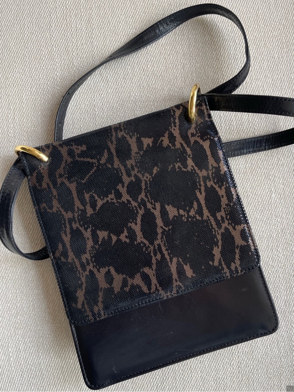 Peter Kaiser Black and Brown Patterned Crossbody Bag Vintage